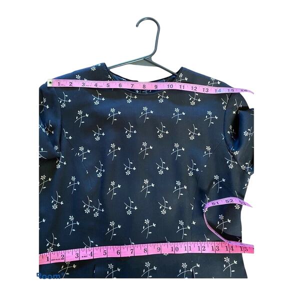 Talbots Floral Print Ponte Sheath midi Dress black sz 4 3/4 sleeve round neck - Picture 4 of 10